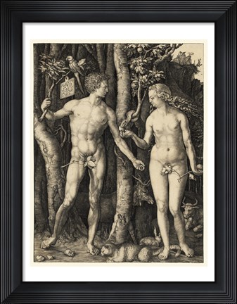 Framed Adam and Eve in the garden Print