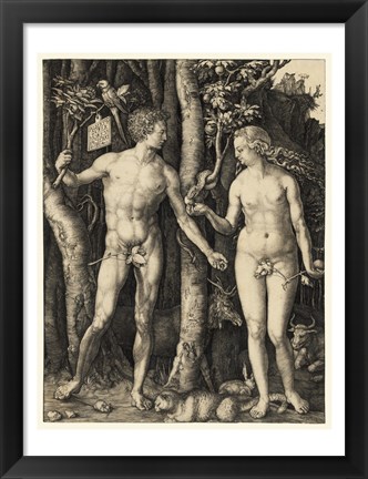 Framed Adam and Eve in the garden Print