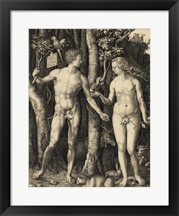 Framed Adam and Eve in the garden Print