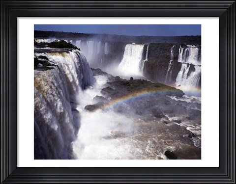 Framed Rainbow over a waterfall, Devil&#39;s Throat, Iguacu Falls, Iguacu River, Parana, Brazil Print