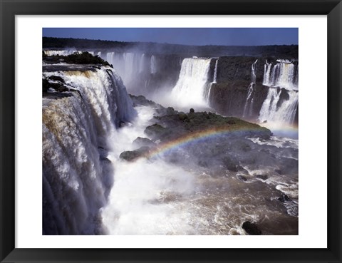 Framed Rainbow over a waterfall, Devil&#39;s Throat, Iguacu Falls, Iguacu River, Parana, Brazil Print