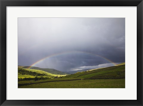 Framed England, Yorkshire, Yorkshire Dales, Rainbow over Swaledale Print