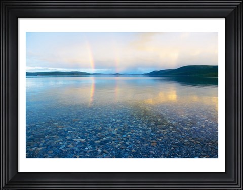 Framed Reflection of a rainbow in a lake, Lake Khovsgol, Sayan Mountains, Russian-Mongolian border Print