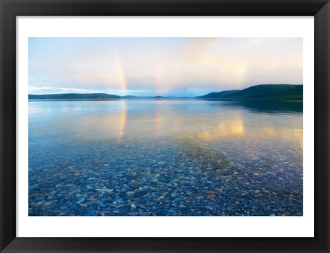 Framed Reflection of a rainbow in a lake, Lake Khovsgol, Sayan Mountains, Russian-Mongolian border Print