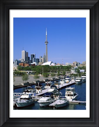 Framed Boats docked at a dock, Toronto, Ontario, Canada Print