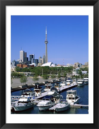 Framed Boats docked at a dock, Toronto, Ontario, Canada Print