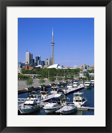 Framed Boats docked at a dock, Toronto, Ontario, Canada Print