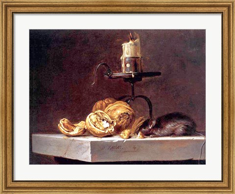 Framed Willem Van Aelst  Still Life with Mouse and Candle Print