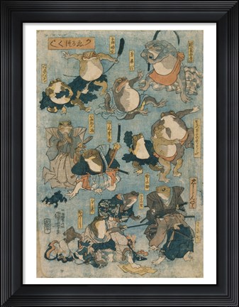 Framed Frog Ninjas Print
