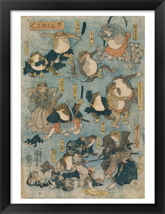 Framed Frog Ninjas Print