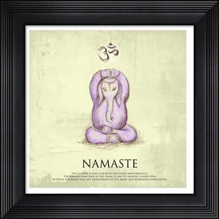 Framed Elephant Yoga, Namaste Pose Print