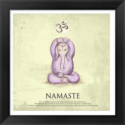 Framed Elephant Yoga, Namaste Pose Print