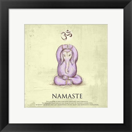 Framed Elephant Yoga, Namaste Pose Print