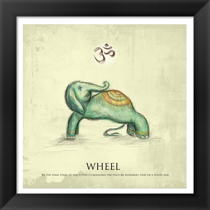 Framed Elephant Yoga, Wheel Pose Print