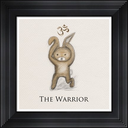 Framed Bunny Yoga,The Warrior Pose Print