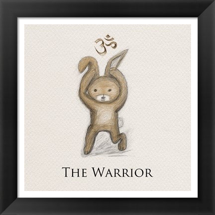 Framed Bunny Yoga,The Warrior Pose Print