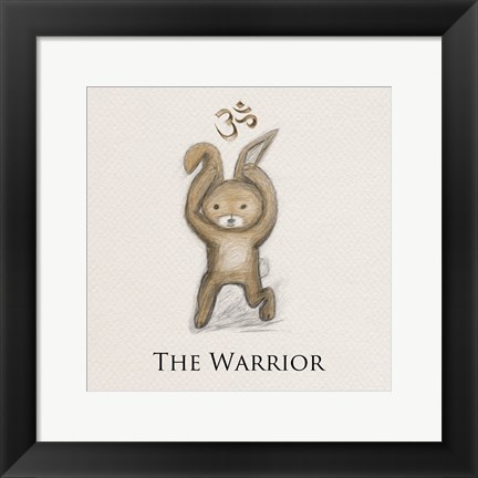 Framed Bunny Yoga,The Warrior Pose Print