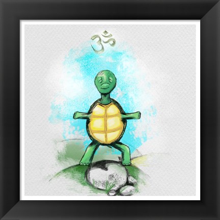 Framed Yoga Turtle I Print