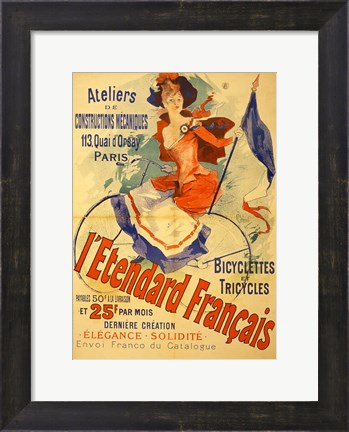 Framed I&#39;Etendard Francais Bicyclettes Print