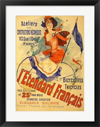 Framed I&#39;Etendard Francais Bicyclettes Print