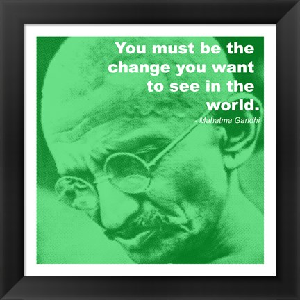 Framed Gandhi - Change Quote Print