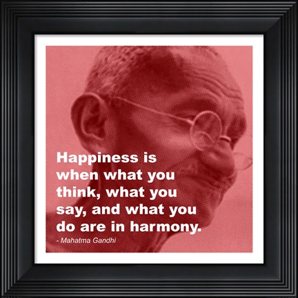 Framed Gandhi - Happiness Quote Print