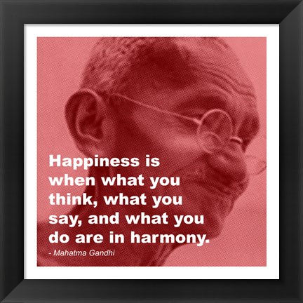 Framed Gandhi - Happiness Quote Print