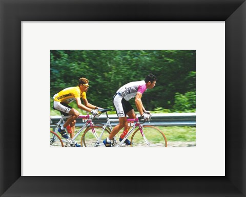 Framed Jan Ullrich and Udo Bolts crossing the Vosges mountains together in the 1997 Tour de France Print