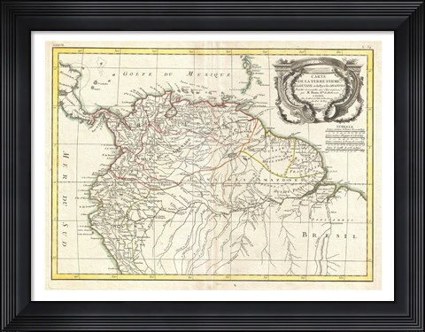 Framed 1771 Bonne Map of Tierra Firma Print