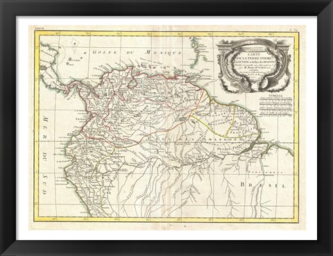 Framed 1771 Bonne Map of Tierra Firma Print