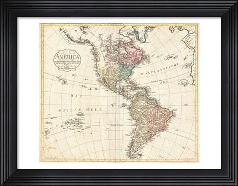 Framed 1795 D&#39;Anville Wall Map of South America Print