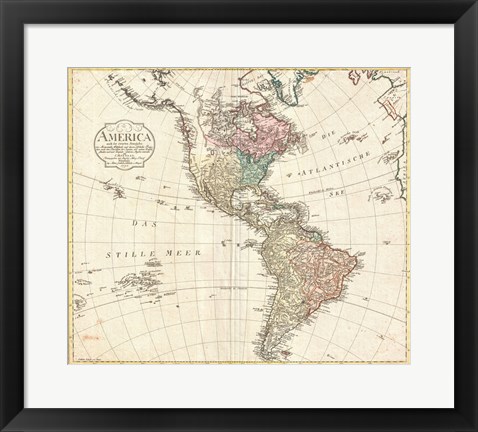 Framed 1795 D&#39;Anville Wall Map of South America Print