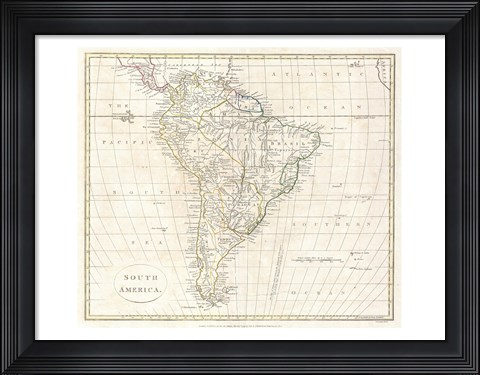 Framed 1796 Mannert Map of North America and South America Print