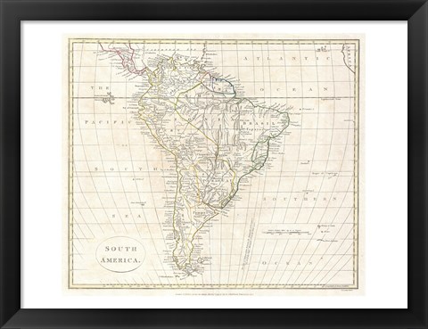 Framed 1796 Mannert Map of North America and South America Print