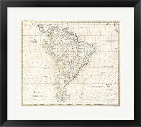 Framed 1796 Mannert Map of North America and South America Print