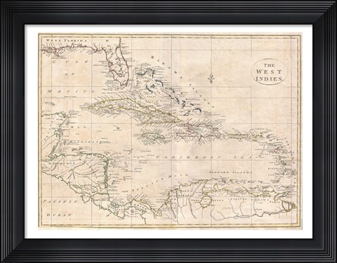 Framed 1799 Clement Cruttwell Map of South America Print