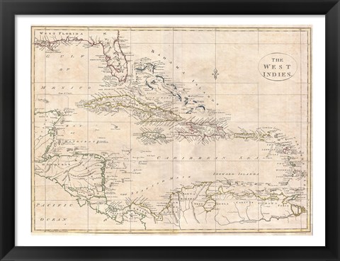 Framed 1799 Clement Cruttwell Map of South America Print