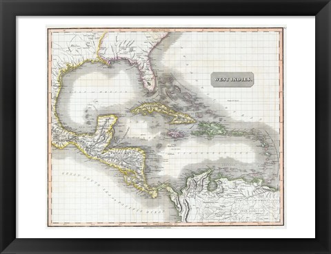 Framed 1807 Cary Map of South America Print