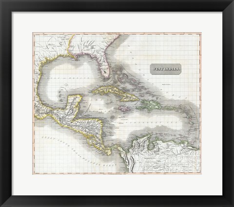 Framed 1807 Cary Map of South America Print