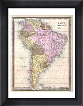 Framed 1850 Mitchell Map of South America - Geographicus Print