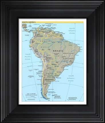 Framed Map of South America Print