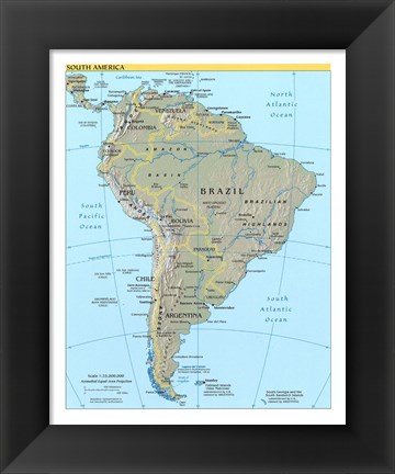 Framed Map of South America Print