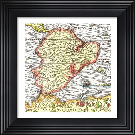 Framed Map of South America 1575 Print