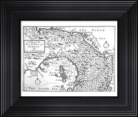 Framed Map of the Isthmus of Darien and Panama Print