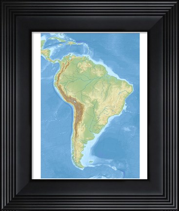 Framed South America relief location map Print