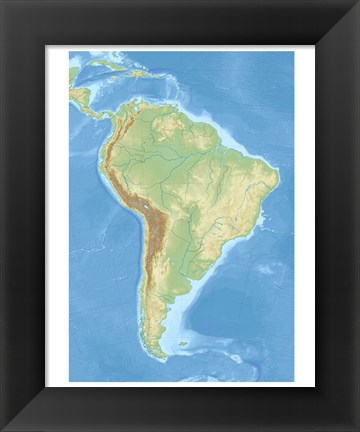 Framed South America relief location map Print