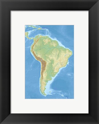 Framed South America relief location map Print
