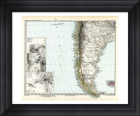 Framed Stielers Hand atlas 1891 Print