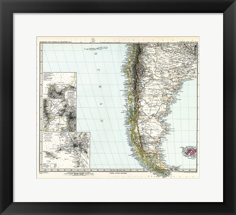 Framed Stielers Hand atlas 1891 Print