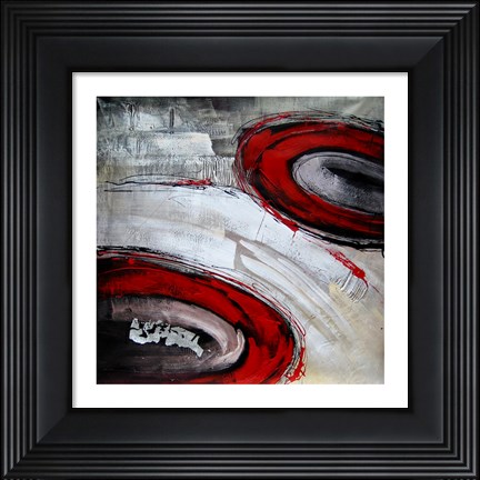 Framed Abstract Circles I - red Print